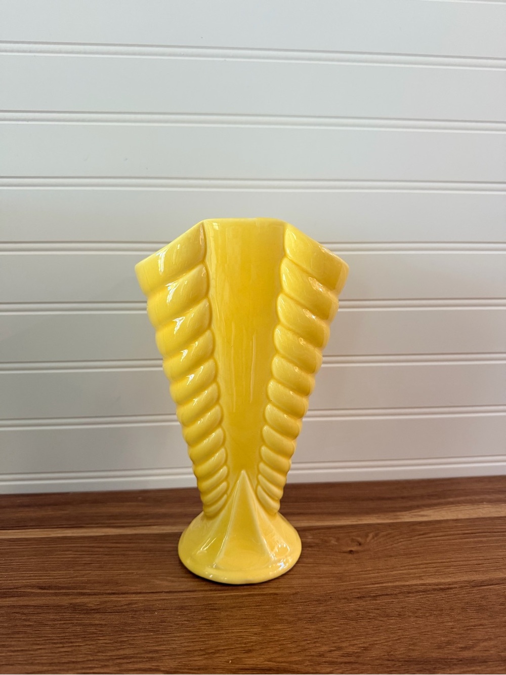 Shawnee Yellow Sculpted Ceramic Accent Vase